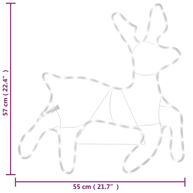 vidaXL 2 db meleg fehér karácsonyi rénszarvas forma 57 x 55 x 4,5 cm