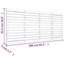 vidaXL fehér tömör fenyőfa fali fejtámla 206 x 3 x 91,5 cm