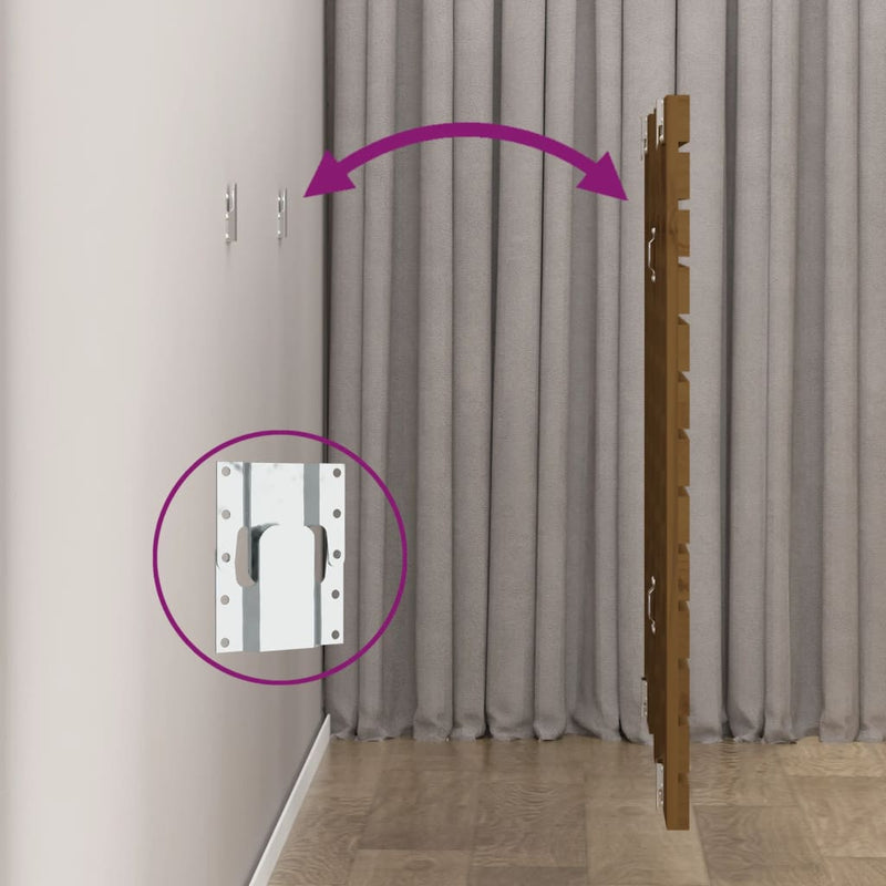 vidaXL mézbarna tömör fenyőfa fali fejtámla 156 x 3 x 91,5 cm