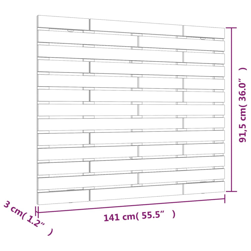 vidaXL tömör fenyőfa fali fejtámla 141 x 3 x 91,5 cm