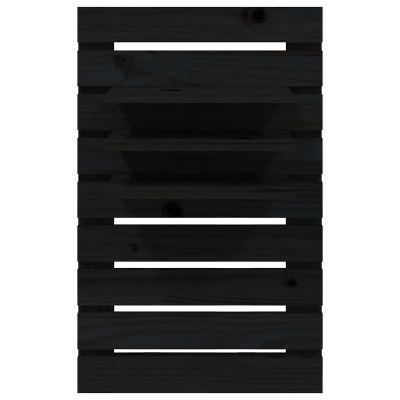 vidaXL 2 db fekete tömör fenyőfa falra szerelhető éjjeli polc