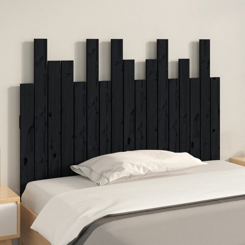 vidaXL fekete tömör fenyőfa fali fejtámla 108 x 3 x 80 cm