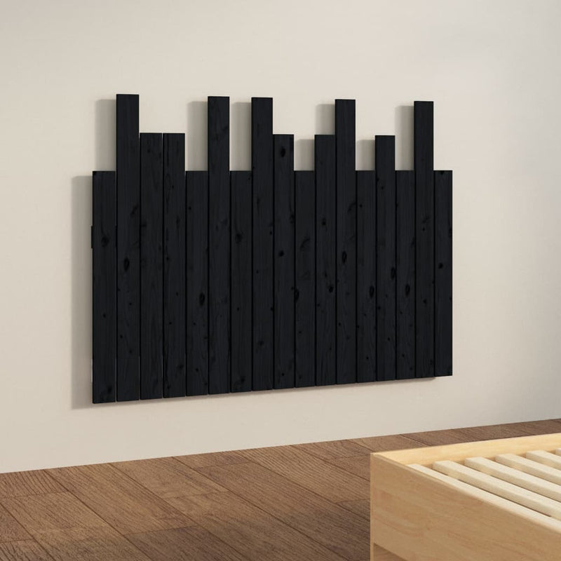 vidaXL fekete tömör fenyőfa fali fejtámla 108 x 3 x 80 cm