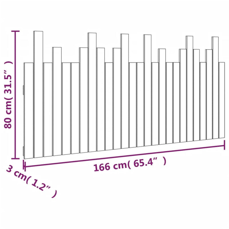 vidaXL tömör fenyőfa fali fejtámla 166 x 3 x 80 cm