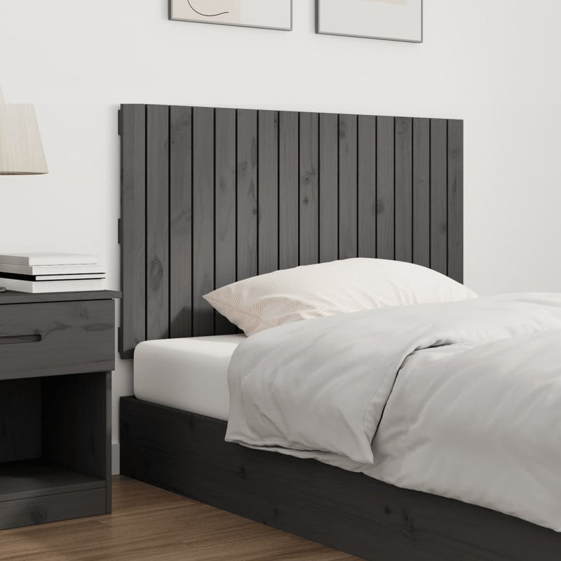 vidaXL szürke tömör fenyőfa fali fejtámla 108 x 3 x 60 cm