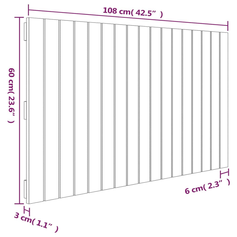 vidaXL szürke tömör fenyőfa fali fejtámla 108 x 3 x 60 cm