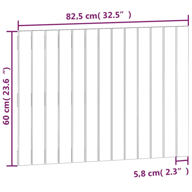 vidaXL fehér tömör fenyőfa fali fejtámla 82,5 x 3 x 60 cm
