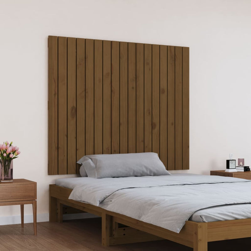 vidaXL mézbarna tömör fenyőfa fali fejtámla 108x3x90 cm
