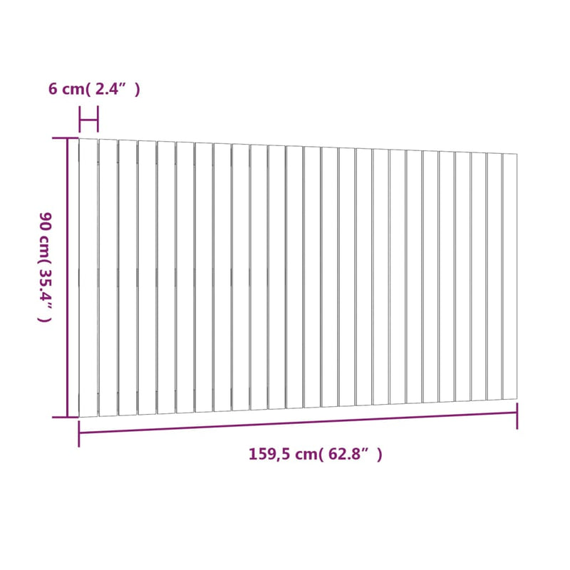 vidaXL tömör fenyőfa fali fejtámla 159,5x3x90 cm