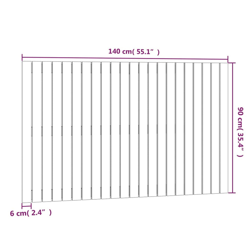 vidaXL fehér tömör fenyőfa fali fejtámla 140x3x90 cm