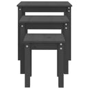 vidaXL 3 db szürke tömör fenyőfa rakásolható asztal