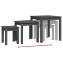 vidaXL 3 db szürke tömör fenyőfa rakásolható asztal