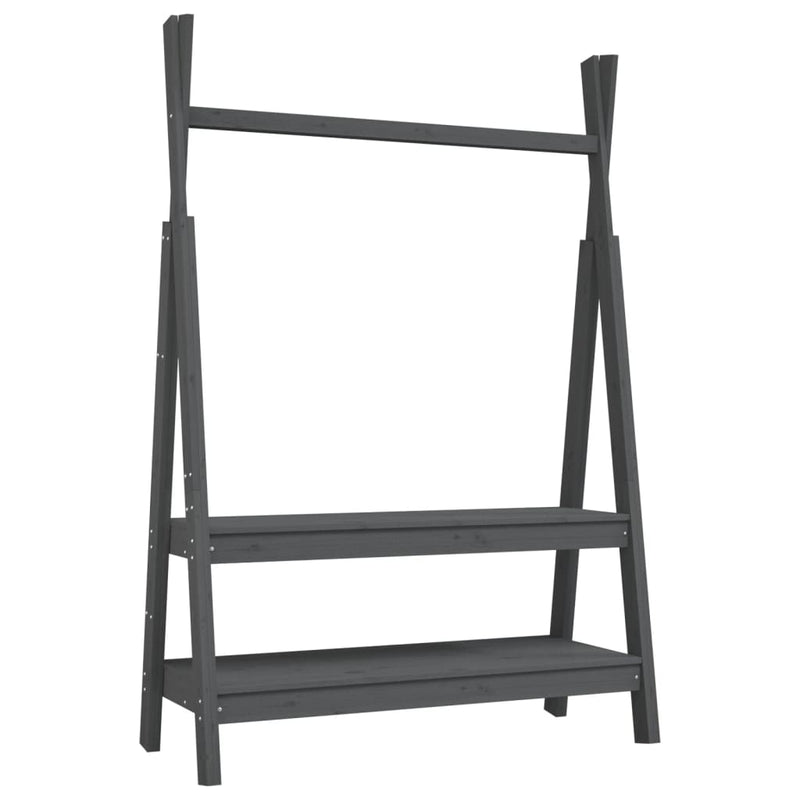 vidaXL szürke tömör fenyőfa ruhatartó állvány 100 x 45 x 150 cm