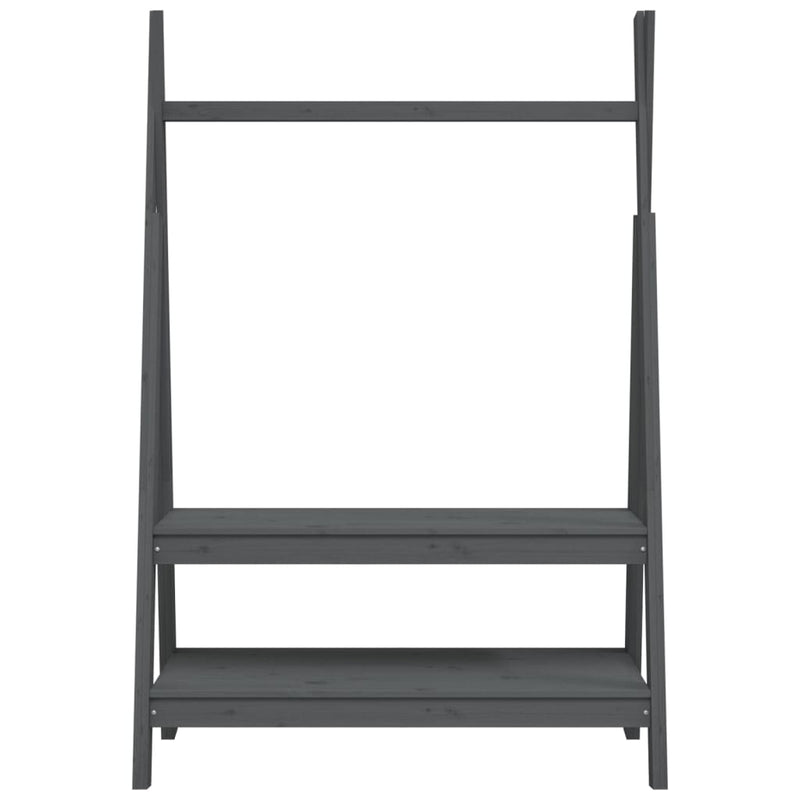 vidaXL szürke tömör fenyőfa ruhatartó állvány 100 x 45 x 150 cm