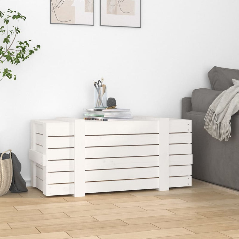 vidaXL fehér tömör fenyőfa tárolóláda 91 x 40,5 x 42 cm
