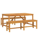 vidaXL Kert étkező szett 3 pcs Barna tömör akácfa