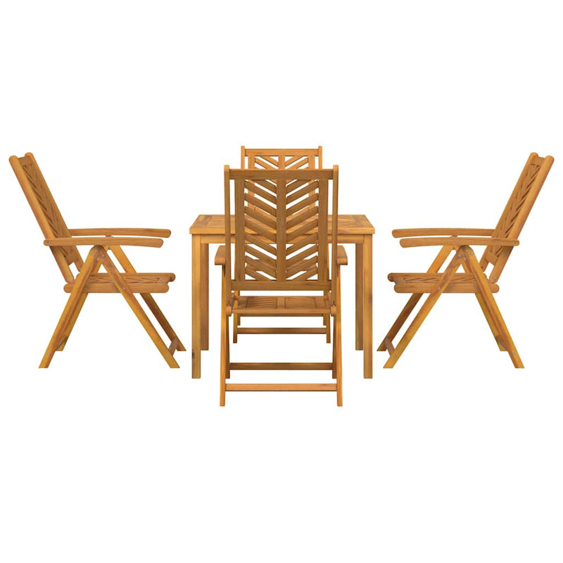 vidaXL Kert étkező szett 5 pcs Barna tömör akácfa