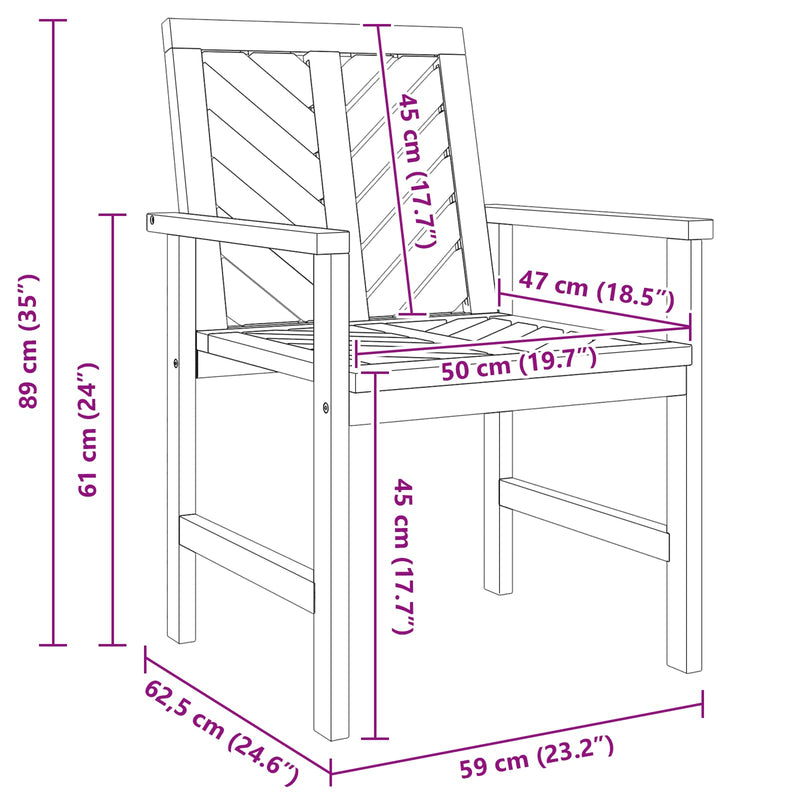 vidaXL Kerti étkező székek 8 pcs Barna 59 x 62.5 x 89 cm tömör akácfa