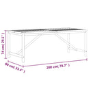 vidaXL tömör akácfa kerti étkezőasztal 200 x 90 x 74 cm