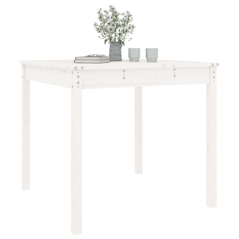 vidaXL fehér tömör fenyőfa kerti asztal 82,5 x 82,5 x 76 cm