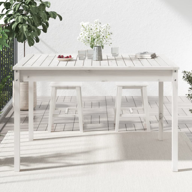 vidaXL fehér tömör fenyőfa kerti asztal 121 x 82,5 x 76 cm
