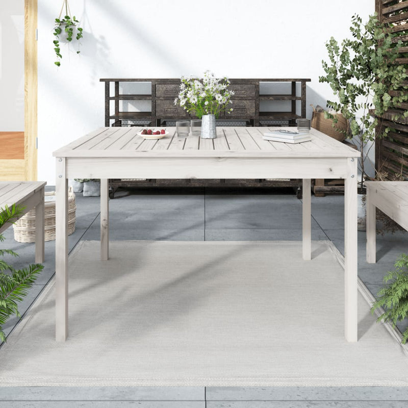 vidaXL fehér tömör fenyőfa kerti asztal 121 x 82,5 x 76 cm