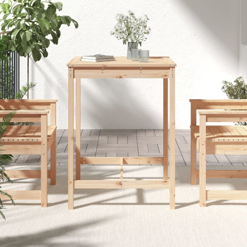 vidaXL tömör fenyőfa kerti asztal 82,5x82,5x110 cm