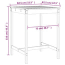 vidaXL fekete tömör fenyőfa kerti asztal 82,5x82,5x110 cm