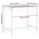 vidaXL tömör fenyőfa kerti asztal 121x82,5x110 cm