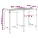 vidaXL mézbarna tömör fenyőfa kerti asztal 159,5 x 82,5 x 110 cm
