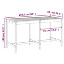 vidaXL mézbarna tömör fenyőfa kerti asztal 203,5x90x110 cm