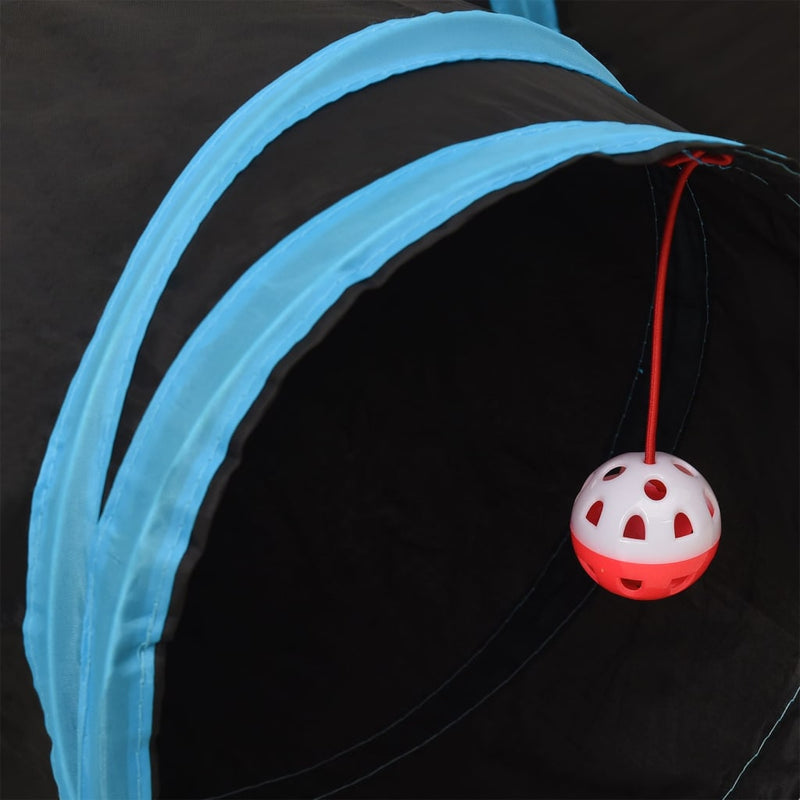 vidaXL fekete-kék 3-irányú poliészter macskaalagút 90 cm