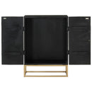 vidaXL fekete tömör mangófa és vas tálalószekrény 55 x 34 x 75 cm