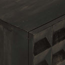 vidaXL fekete tömör mangófa és vas tálalószekrény 55 x 34 x 75 cm