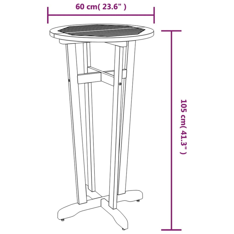 vidaXL tömör akácfa kerti bárasztal Ø60 x 105 cm