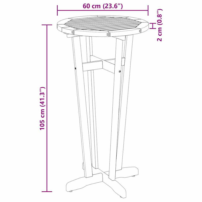 vidaXL tömör akácfa kerti bárasztal Ø60 x 105 cm
