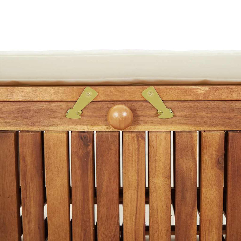 vidaXL tömör akácfa tárolópad párnával 126 cm