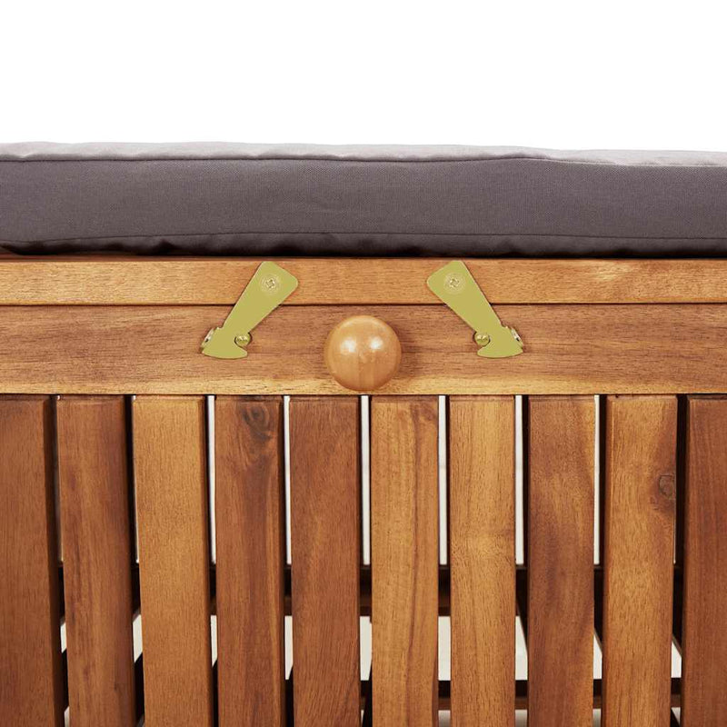 vidaXL tömör akácfa tárolópad párnával 126 cm