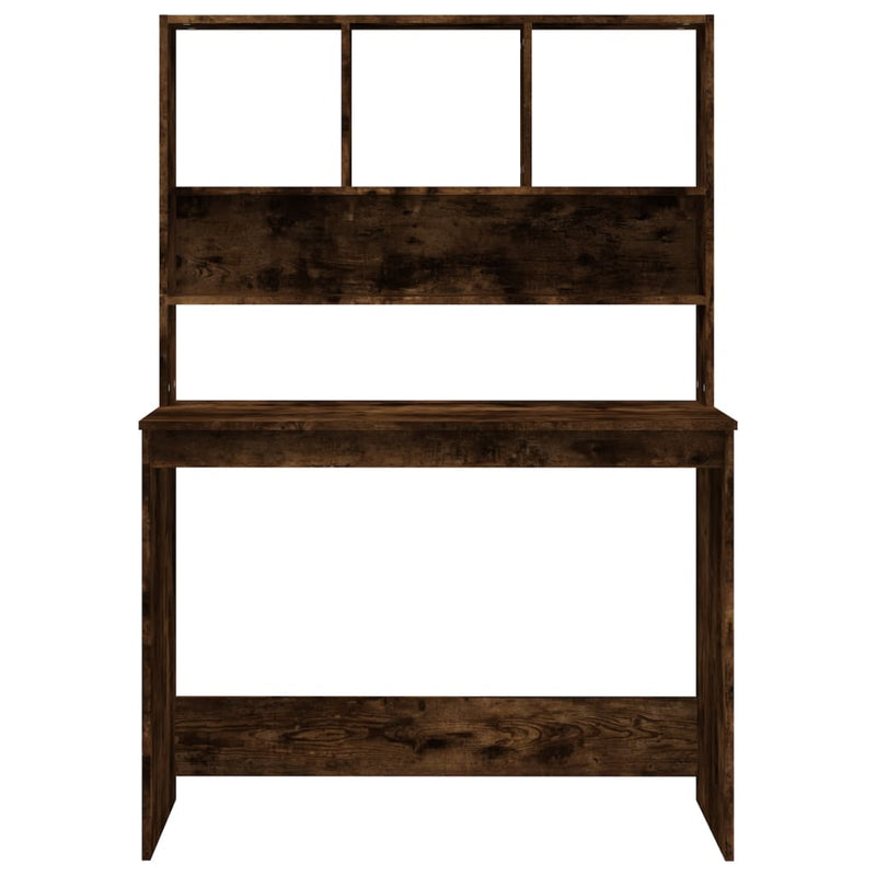 vidaXL füstös tölgy szerelt fa íróasztal polcokkal 102 x 45 x 148 cm