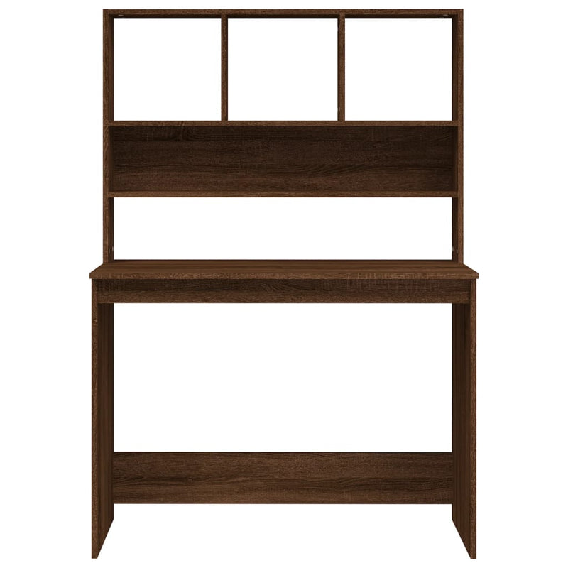 vidaXL barna tölgy szerelt fa íróasztal polcokkal 102 x 45 x 148 cm