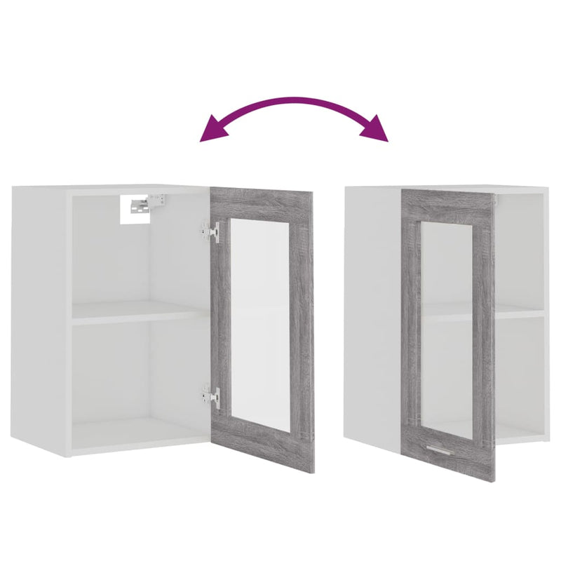 vidaXL “Lyon” szürke sonoma színű szerelt fa függő üvegszekrény