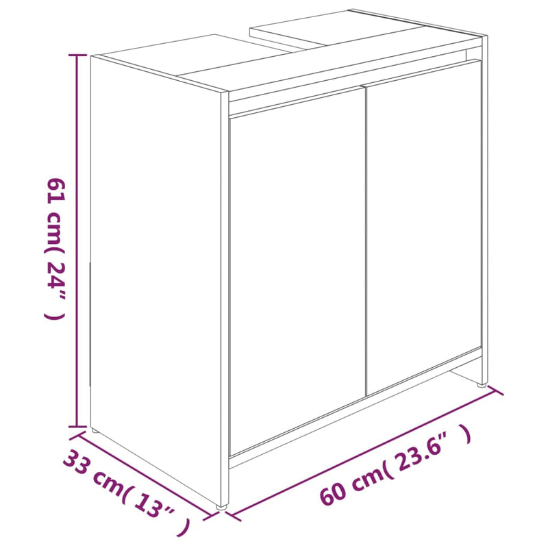 vidaXL füstös tölgy színű szerelt fa fürdőszobaszekrény 60x33x61 cm