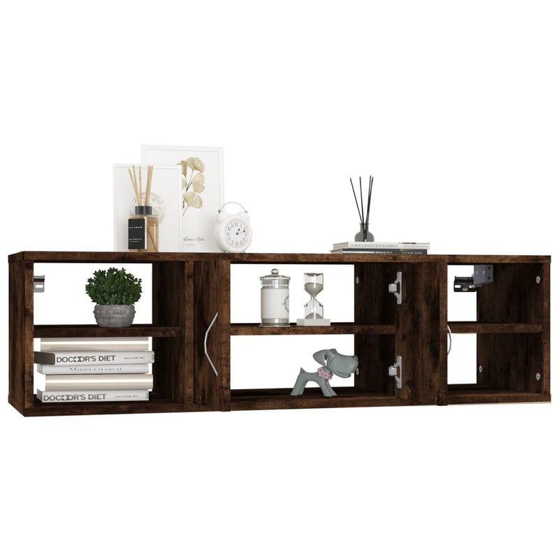 vidaXL füstös tölgy színű szerelt fa fali polc 102x30x29 cm
