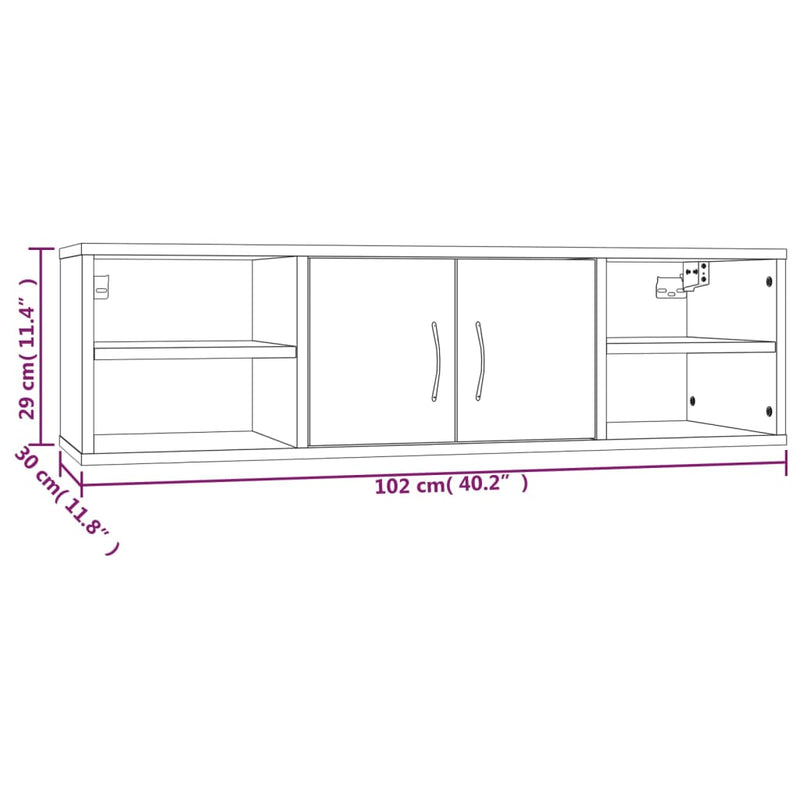vidaXL füstös tölgy színű szerelt fa fali polc 102x30x29 cm