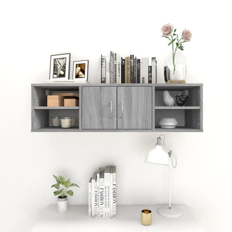 vidaXL szürke sonoma színű szerelt fa fali polc 102 x 30 x 29 cm