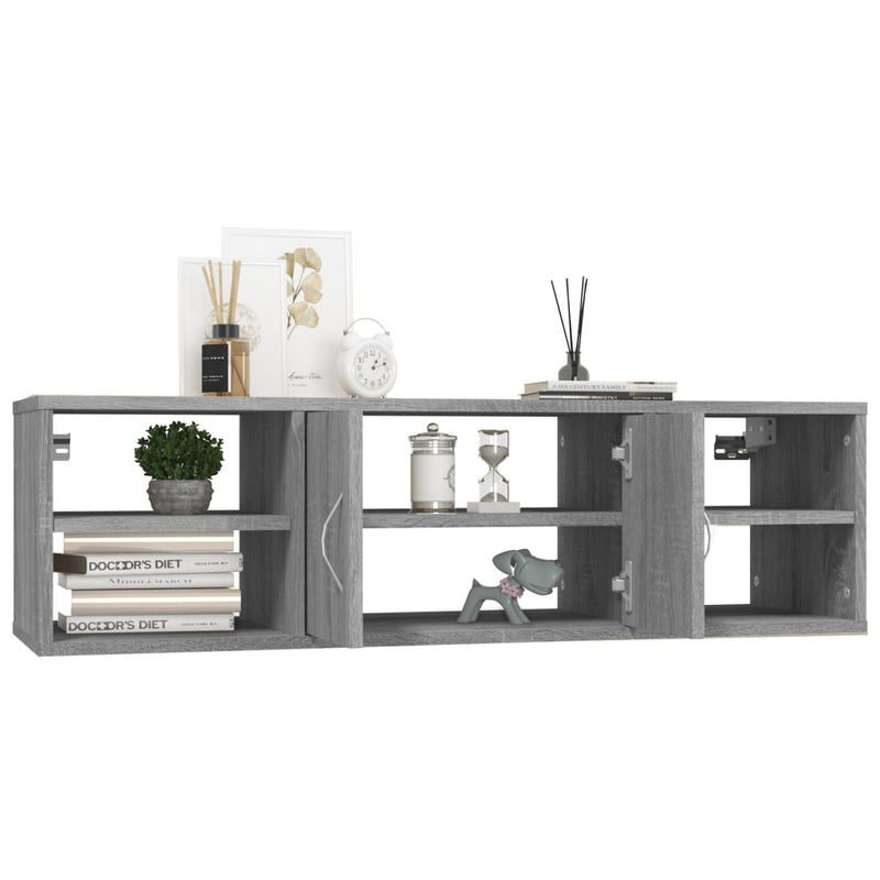 vidaXL szürke sonoma színű szerelt fa fali polc 102 x 30 x 29 cm