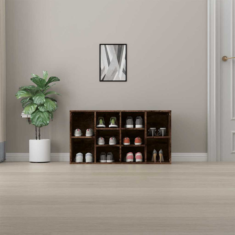 vidaXL füstös tölgy színű szerelt fa cipőtároló pad 103x30x55 cm