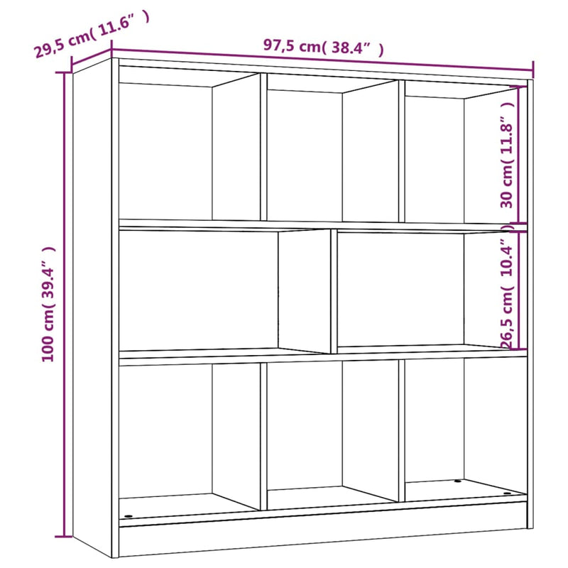 vidaXL barna tölgy színű szerelt fa könyvszekrény 97,5 x 29,5 x 100 cm