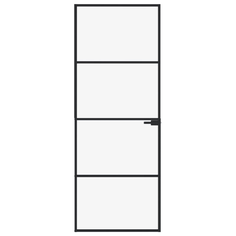 vidaXL fekete edzett üveg és alumínium vékony beltéri ajtó 76x201,5 cm