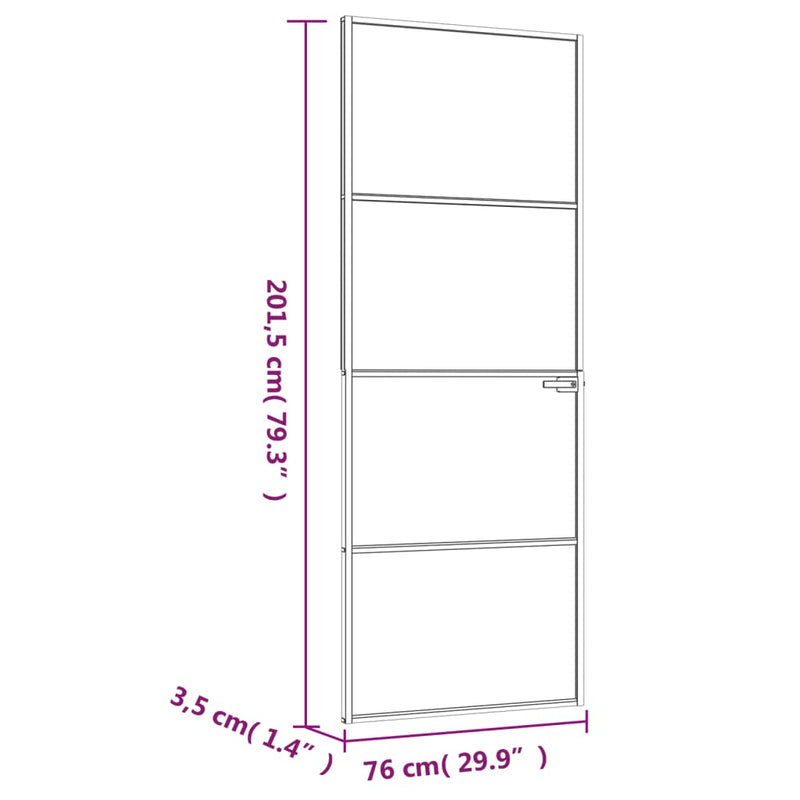 vidaXL fekete edzett üveg és alumínium vékony beltéri ajtó 76x201,5 cm